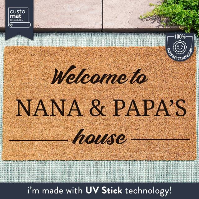 Welcome To Nana & Papa's House - Personalized Family Mat Custom Coir Doormat Housewarming Gift Grandparent - image 1