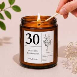 Personalised 30Th Birthday Candle, Gift For Her, Custom Turning 30 Gift, Funny Label Only Candle - thumbnail 2