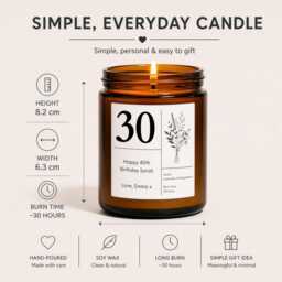 Personalised 30Th Birthday Candle, Gift For Her, Custom Turning 30 Gift, Funny Label Only Candle - thumbnail 3