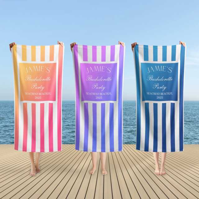 Beach Towel 70x40 Bachelorette Gift, Custom Party Bath Towel, Personalized Favors, Gifts - image 1