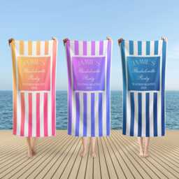 Beach Towel 70x40 Bachelorette Gift, Custom Party Bath Towel, Personalized Favors, Gifts - thumbnail 1