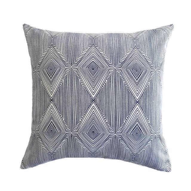 Blue Tribal Pillow Cover, Navy Boho Ikat, Cotton Throw - image 1