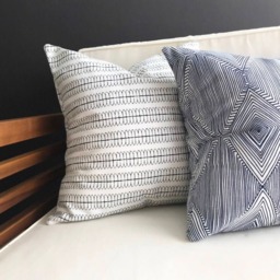 Blue Tribal Pillow Cover, Navy Boho Ikat, Cotton Throw - thumbnail 3