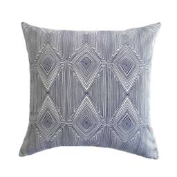Blue Tribal Pillow Cover, Navy Boho Ikat, Cotton Throw - thumbnail 1