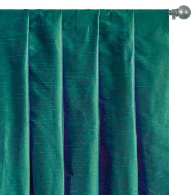 Peacock Faux Silk Curtain Panels, Art Curtains - Rod Pocket, Grommet, Box Pleat, Three Pinch Tab Top & Plain Ring Top - image 1