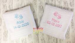 Personalised Baby Gift Swimming/Bath Towel Sheet Hand Prints Embroidered Unisex Boys Girls Children's Kids With Any Name 500Gsm - thumbnail 1
