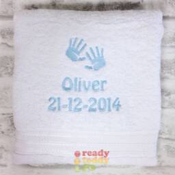Personalised Baby Gift Swimming/Bath Towel Sheet Hand Prints Embroidered Unisex Boys Girls Children's Kids With Any Name 500Gsm - thumbnail 3
