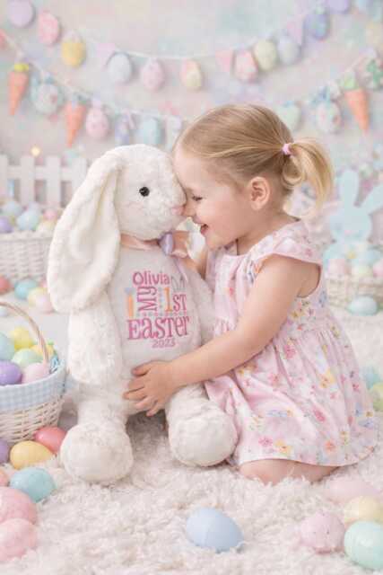 Personalised Easter Bunny - Custom Embroidered Soft Toy - Baby Gift Newborn Keepsake Christening Present Personalized - image 1