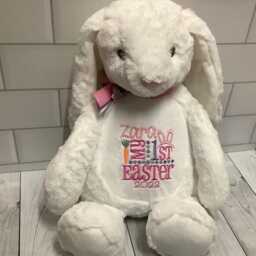 Personalised Easter Bunny - Custom Embroidered Soft Toy - Baby Gift Newborn Keepsake Christening Present Personalized - thumbnail 3