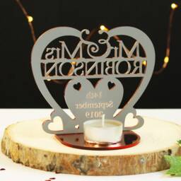 Personalised Rose Gold Heart Tea Light Holder, Wedding Anniversary Gift - thumbnail 3