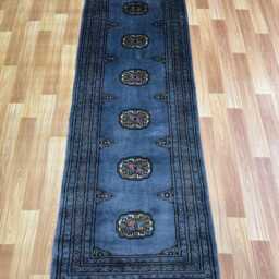 2x6 Gray Color Bokhara Rug - 0.60x180 cm Hallway Stairs Bukhara Runner Woolen Afghan Silver - thumbnail 2