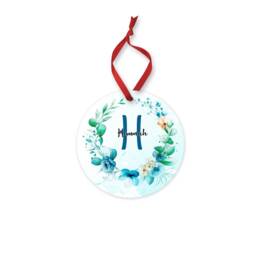 Personalised Christmas Ornament Initial Eucalyptus Greenery Ceramic Keepsake - thumbnail 4