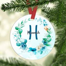 Personalised Christmas Ornament Initial Eucalyptus Greenery Ceramic Keepsake - thumbnail 2