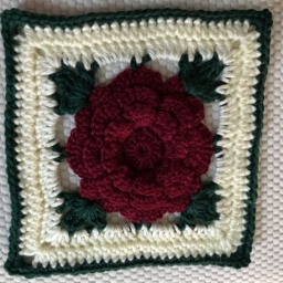 Burgundy Rose Crocheted Afghan - Wine Color Ruffle Throw - thumbnail 4