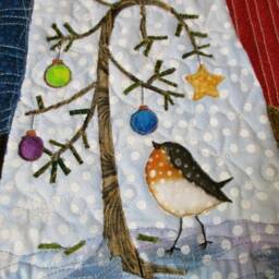 "Christmas Wall Hanging Art Quilt ""Joy To The World" - thumbnail 2