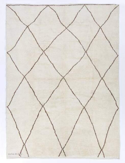 Handmade Beni Ourain Rug Moroccan Berber Wool Rug With Brown Diamond Pattern - image 1