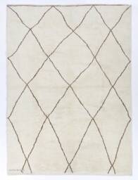 Handmade Beni Ourain Rug Moroccan Berber Wool Rug With Brown Diamond Pattern - thumbnail 1