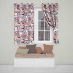 Kawaii Baking Girl Kitchen Appliances Utensils Blush Background Seamless Pattern Readymade Eyelet Ring Top Thermal 100% Blackout Curtains