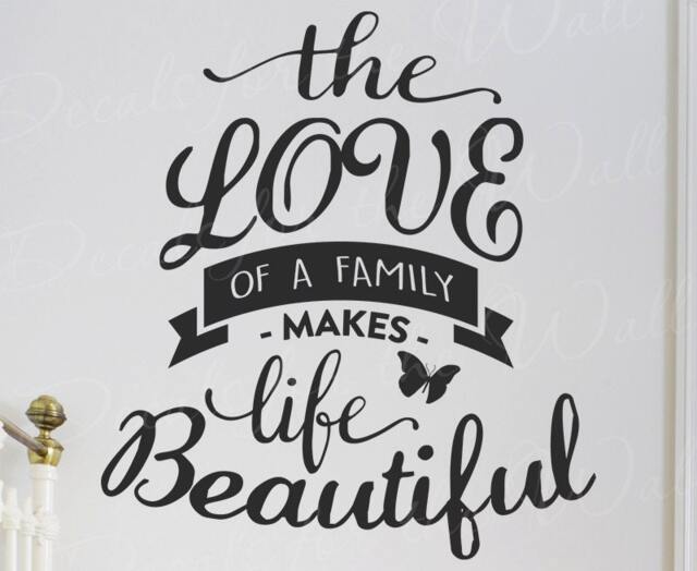 The Love Of A Family Makes Life Beautiful - Love Home Family Inspiration Wall Decal Decor Saying Lettering Adhesive Vinyl Quote Stick T52 - image 1