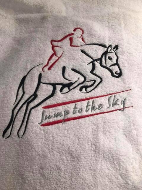 Horse Jumping Embroidered Bath Towel - image 1