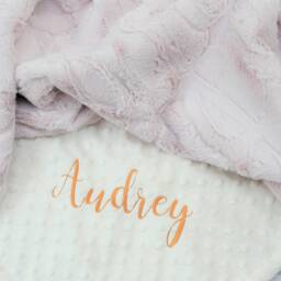 Personalized Baby Girl Minky Blanket With Gold Embroidery - thumbnail 3