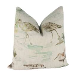 Sanderson - Estuary Birds Linen Eggshell/Nest Cushion Cover Throw Pillow Designer Home Decor - thumbnail 1