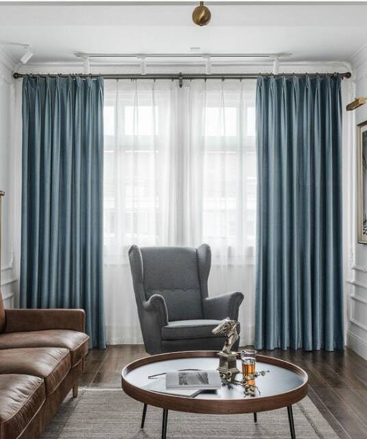 Pair Of Blue Mirage Velvet Curtains, Bedroom Living Room Custom Curtains - image 1