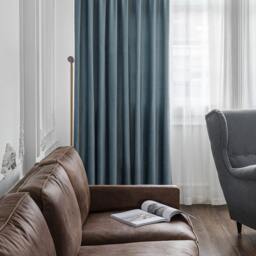 Pair Of Blue Mirage Velvet Curtains, Bedroom Living Room Custom Curtains - thumbnail 2