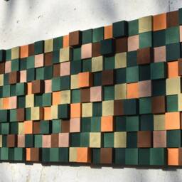 Handmade Wood Wall Art - Geometric Mosaic Large Wooden Decor Rustic Modern Hanging Pine Panel - thumbnail 3
