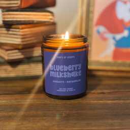 Blueberry Milkshake Scented Soy Candle Hand-Poured 8Oz Jar - thumbnail 1