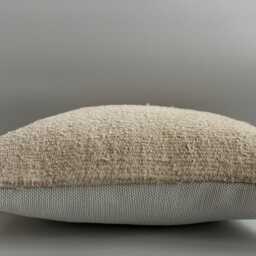 Handmade Cushion Cover, Textured Cream Turkish Cushion, Rug Pillow, Decorative Throw Kilim 16''x16''/40x40 cm - thumbnail 3
