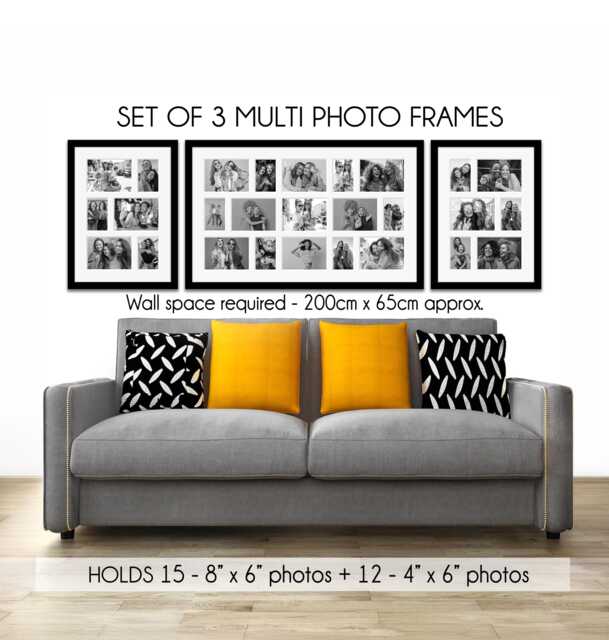 Black Wooden Multi Photo Frame Set Of 3 - Gallery Wall Decor - image 1