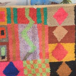Colorful Moroccan Rug, Custom Fabulous Boujad Abstract Multicolored Carpet, Handmade Bohemian Rug - thumbnail 2