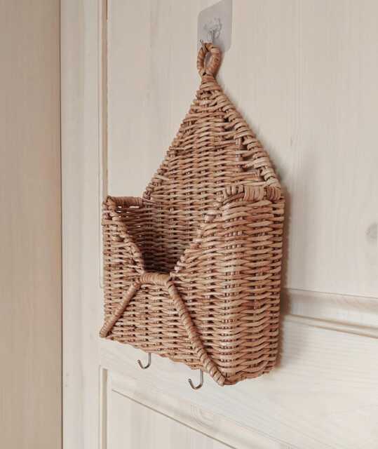 Key Holder For Wall. Mail Holder. Wall Hooks. Organizer. Wicker Wall Hanging Decor - image 1