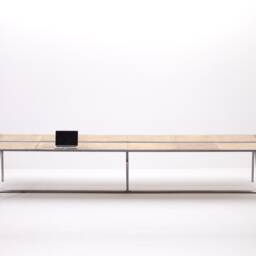 Group Work Station/Team Desk Oum - Steel & High-Quality Oak Parquet Optional Italian Marble Various Variants Available - thumbnail 2
