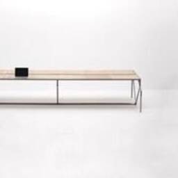 Group Work Station/Team Desk Oum - Steel & High-Quality Oak Parquet Optional Italian Marble Various Variants Available - thumbnail 3