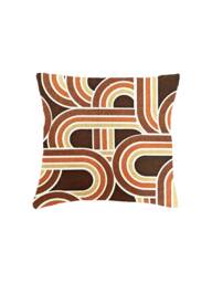 "Vintage 70S Geometric Orange Brown Fabric Cushion Cover - Retro 16"" 18"