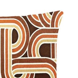 "Vintage 70S Geometric Orange Brown Fabric Cushion Cover - Retro 16"" 18" - thumbnail 3