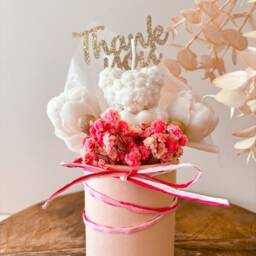 Thank You Candle Bouquet in Pink Box With Rose Bear & Flowers - thumbnail 2