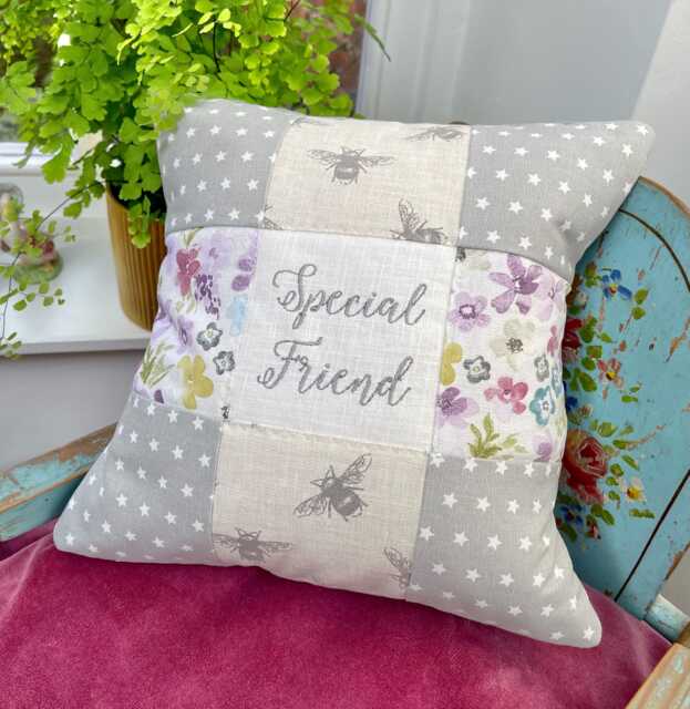 Special Friend Cushion, Bees & Flowers -Friend Gift - Gift For Her Personalised Cushion -Sister- Auntie- Grandma - image 1