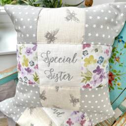 Special Friend Cushion, Bees & Flowers -Friend Gift - Gift For Her Personalised Cushion -Sister- Auntie- Grandma - thumbnail 2
