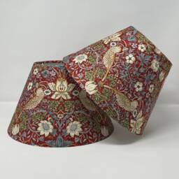 strawberry Thief - Small Print Coolie Lampshade Red in A William Morris Design - thumbnail 3
