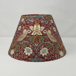 strawberry Thief - Small Print Coolie Lampshade Red in A William Morris Design - thumbnail 1