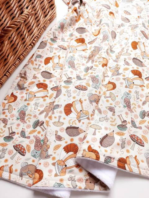 Baby Blanket - Luxurious Cotton & Plush Newborn Nursery, Stroller, Car Woodland Animals Fox Squirrel - image 1