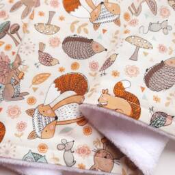 Baby Blanket - Luxurious Cotton & Plush Newborn Nursery, Stroller, Car Woodland Animals Fox Squirrel - thumbnail 2