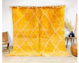 Yellow Moroccan Rug, Shag Custom Made Carpet, Large Area Berber Rug