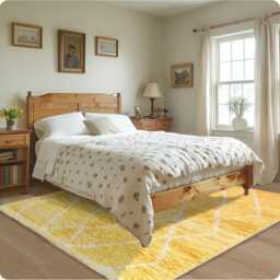 Yellow Moroccan Rug, Shag Custom Made Carpet, Large Area Berber Rug - thumbnail 2