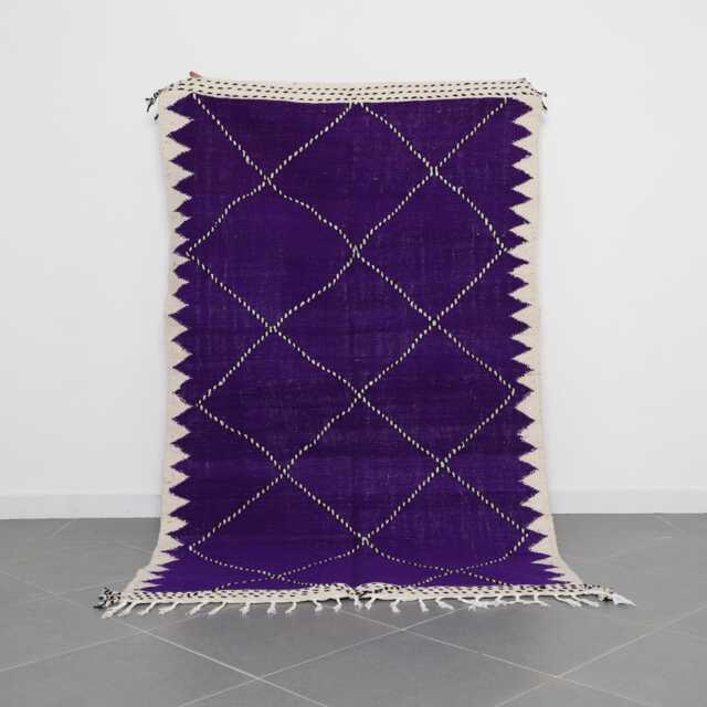 Purple Diamond Moroccan Rug Handwoven Berber Wool Carpet - 7, 8x4, 9 Ft - image 1