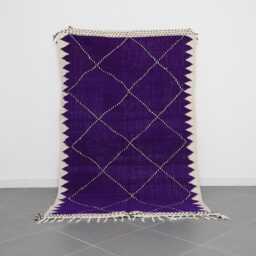 Purple Diamond Moroccan Rug Handwoven Berber Wool Carpet - 7, 8x4, 9 Ft - thumbnail 1