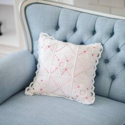 Crochet Granny Square Pillow Cover Lace Throw Sham - thumbnail 2